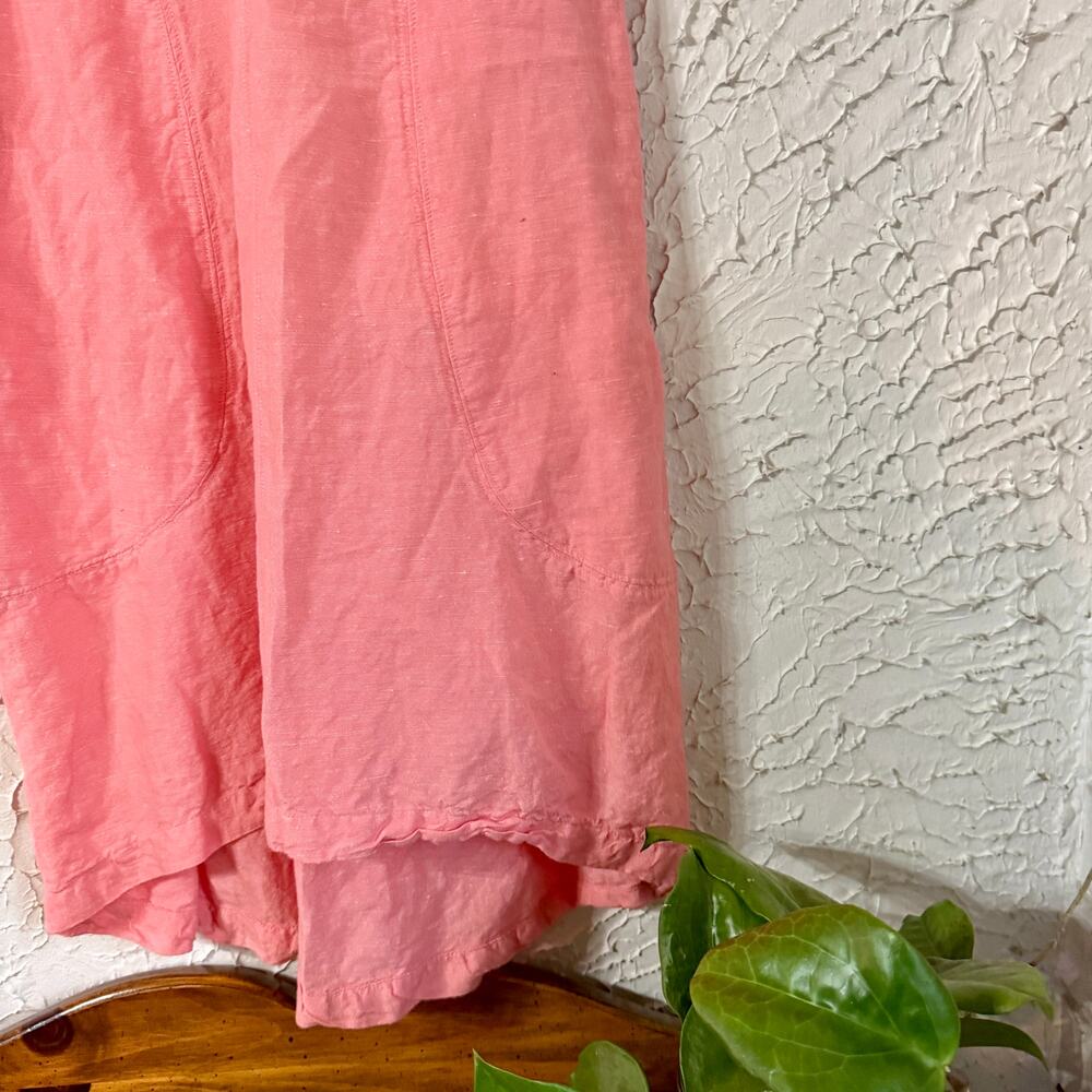 Linen Blend Pink Mini Dress Freedom Trail Women’s Sleeveless V Neck Summer Dress - Picture 3 of 8